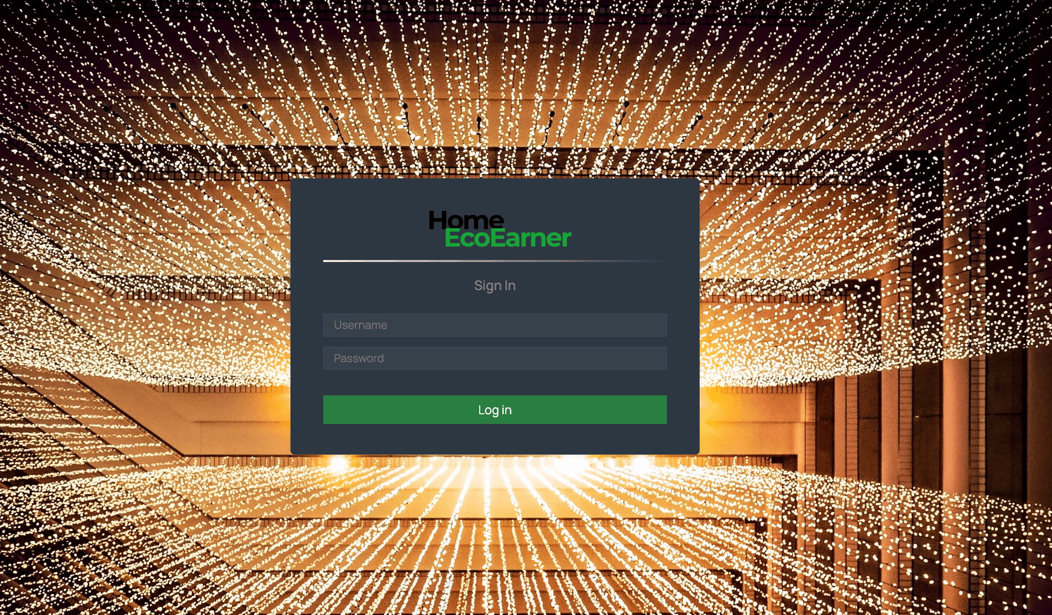 screenshot of admin login page