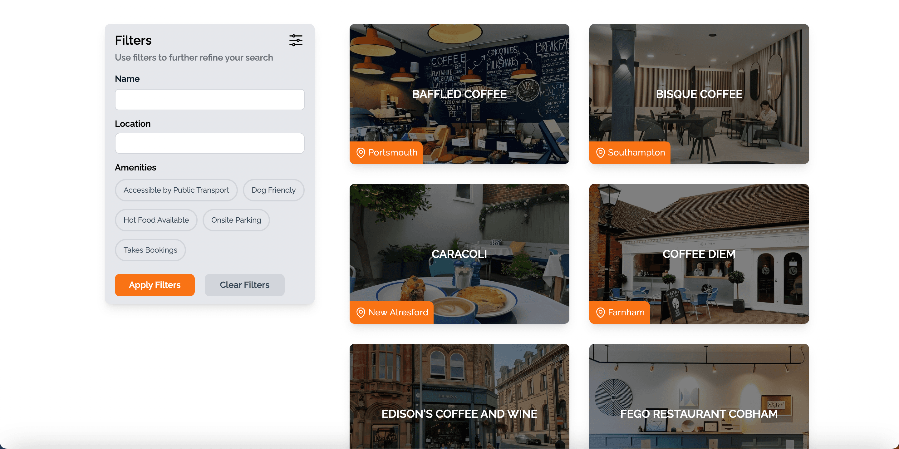 screenshot of discovery page on desktop