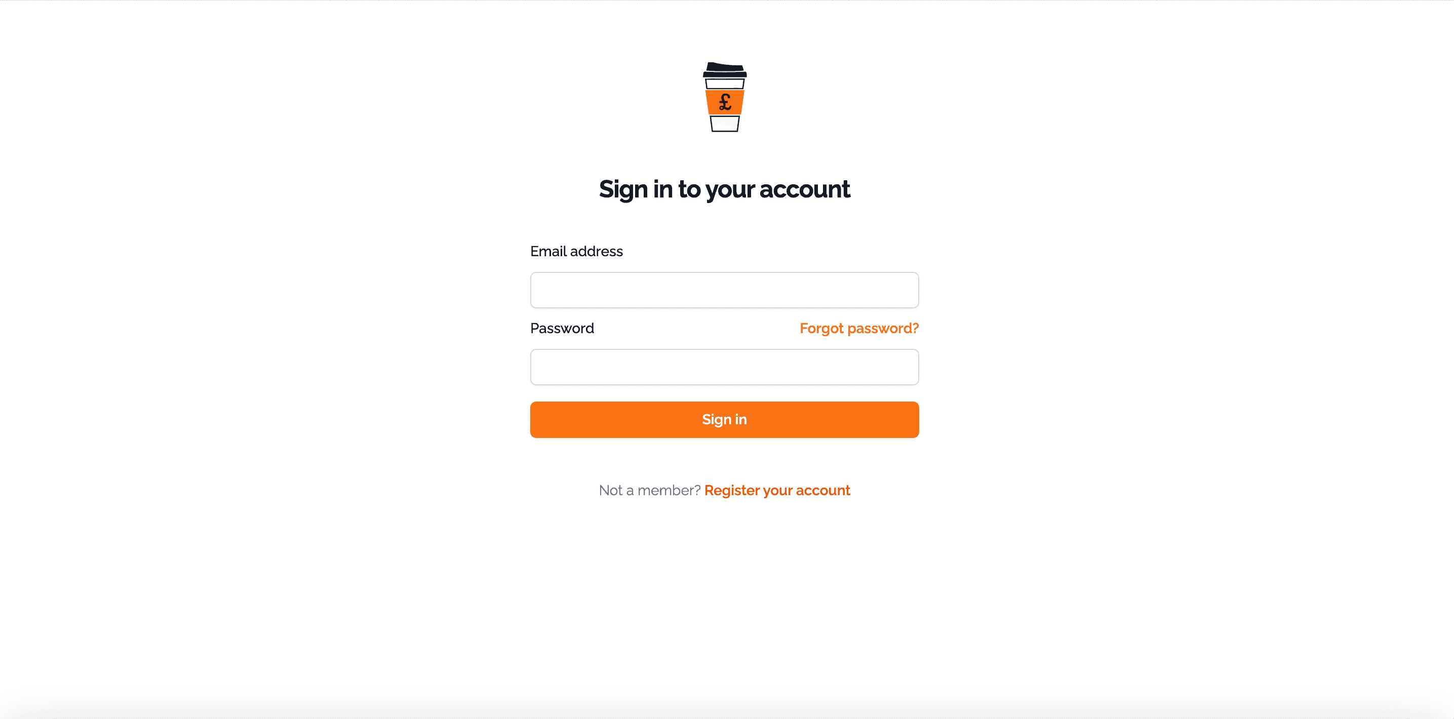 screenshot of login form